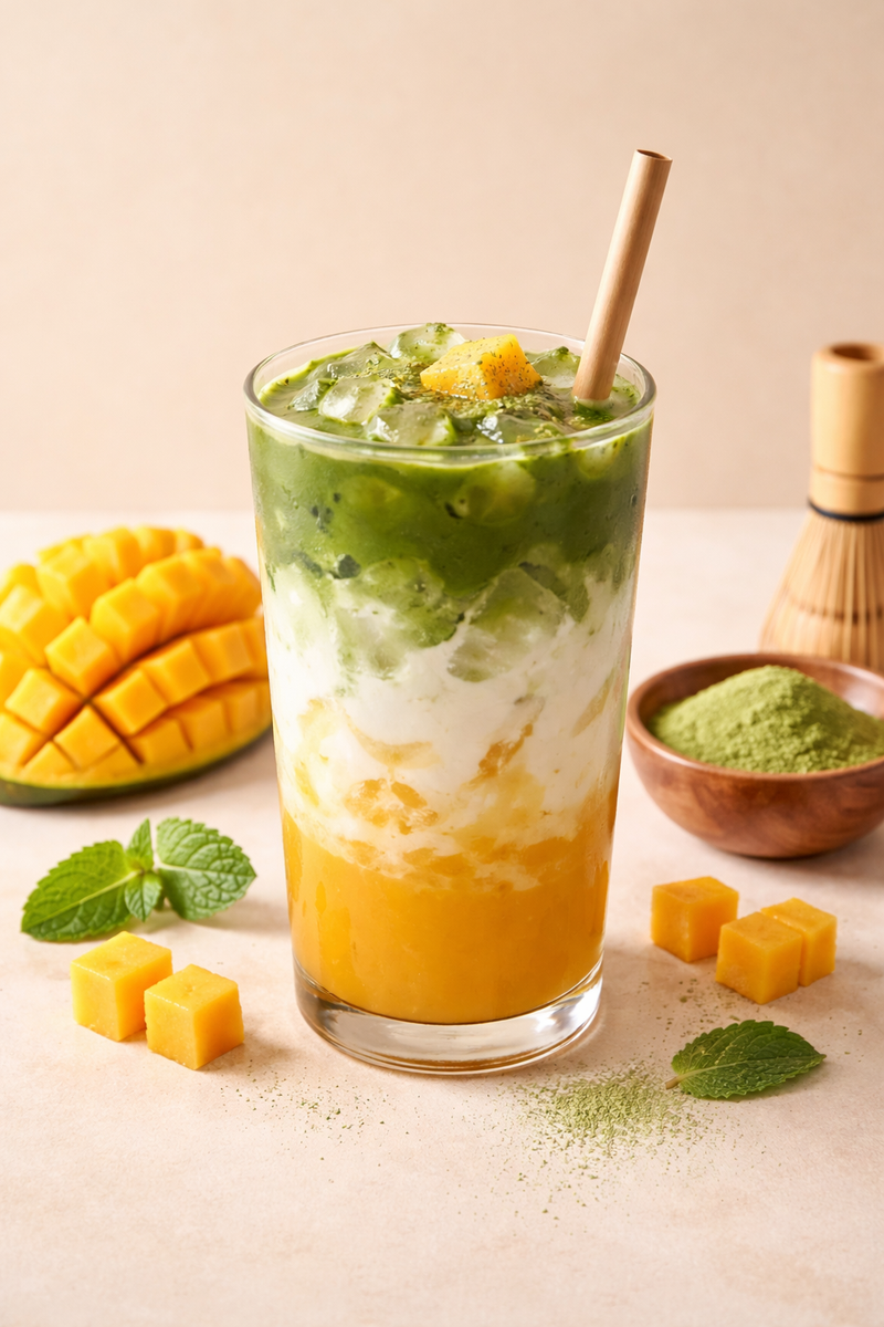 Iced Mango Matcha Latte
