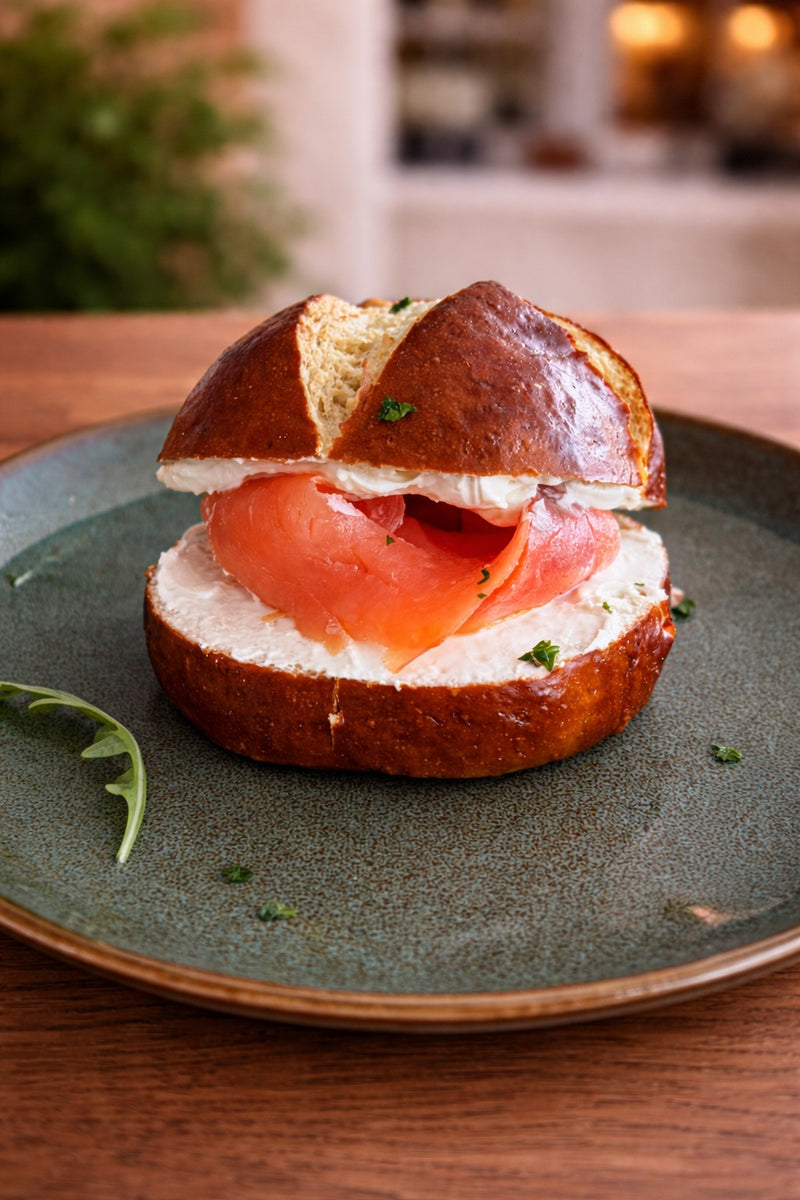 Pretzel Salmon Sandwich